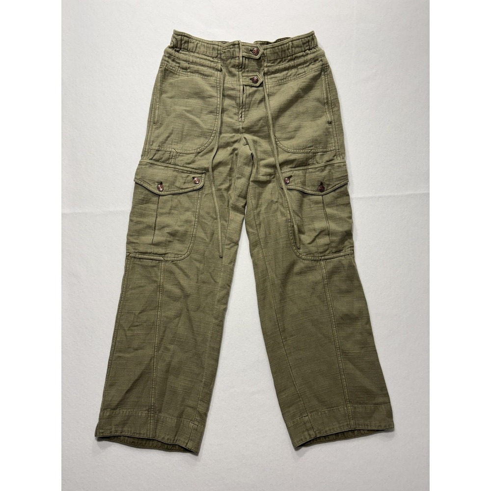 We The Free Cargo Pants Womens Small Green Adventurer Twill Elastic Waist